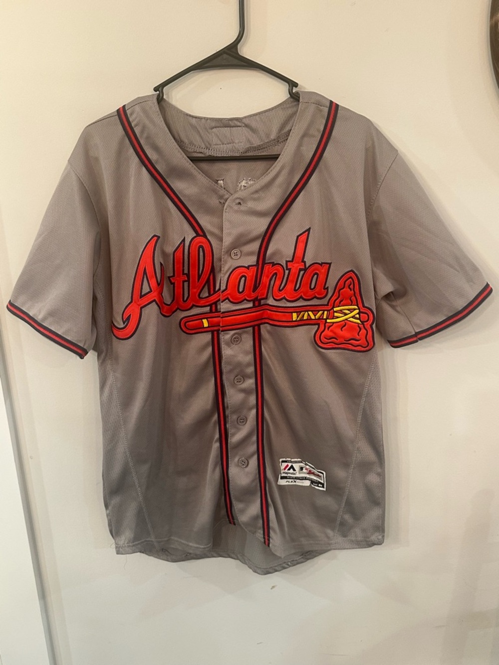 Majestic Gray Flex Atlanta Braves Cole #14 Men’s Sz 40 Sewn Jersey MLB